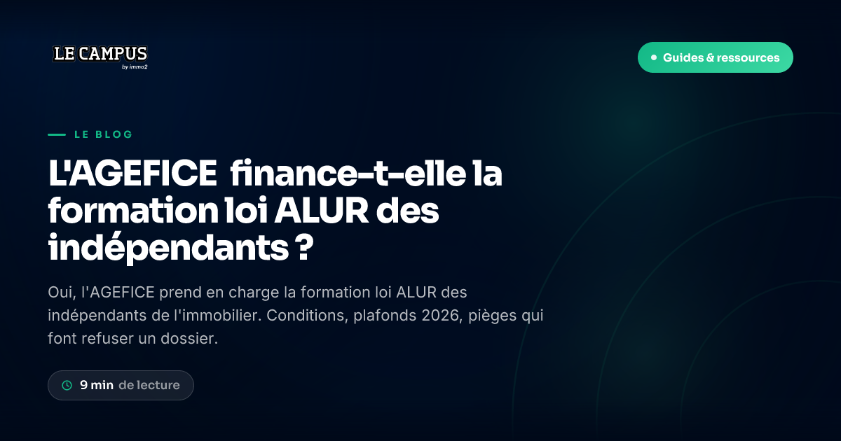 L'AGEFICE finance-t-elle la formation loi ALUR des indépendants ?