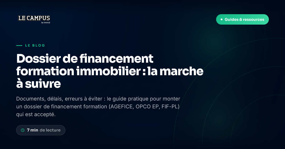 Dossier de financement formation immobilier : la marche à suivre
